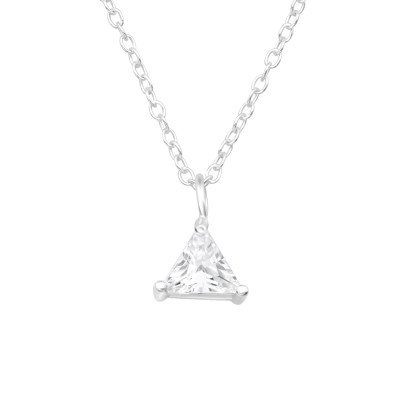 Silver Triangle Necklace with Cubic Zirconia