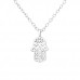 Silver Hamsa Necklace with Cubic Zirconia