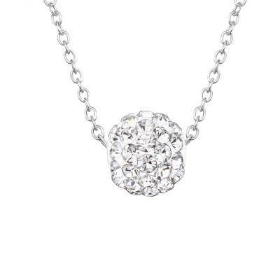 Silver Sparkling Ball Necklace with Crystal