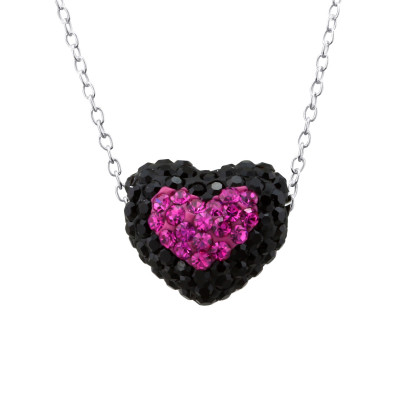 Heart Sterling Silver Necklace with Crystal