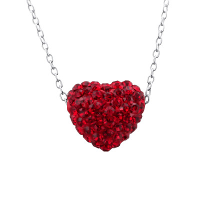 Silver Heart Necklace with Crystal