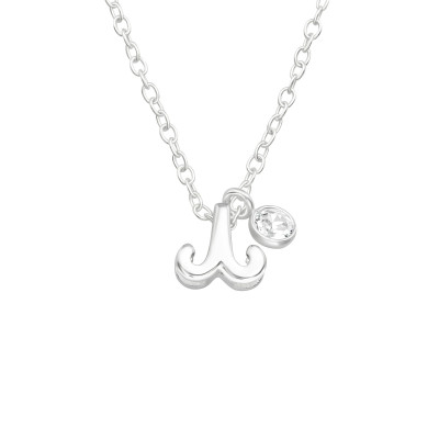 Silver Aries Zodiac Sign Necklace with Cubic Zirconia