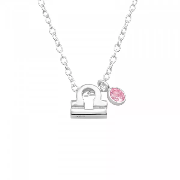 Libra Necklace Zodiac September Birthstone Penant 925 Sterling Silver –  Aurora Tears