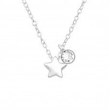 Silver Star Necklace with Crystal