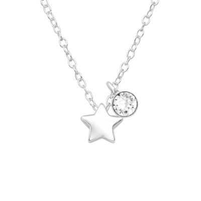 Silver Star Necklace with Crystal