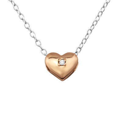 Silver Heart Necklace with Cubic Zirconia