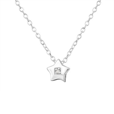 Silver Star Necklace with Cubic Zirconia