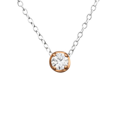 Silver Round Necklace with Cubic Zirconia