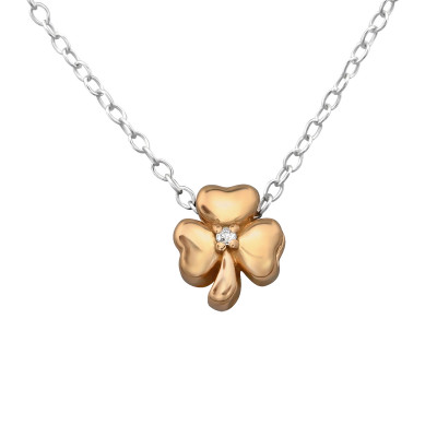 Flower Sterling Silver Necklace with Cubic Zirconia