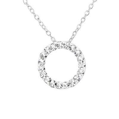 Silver Circle Necklace with Crystal