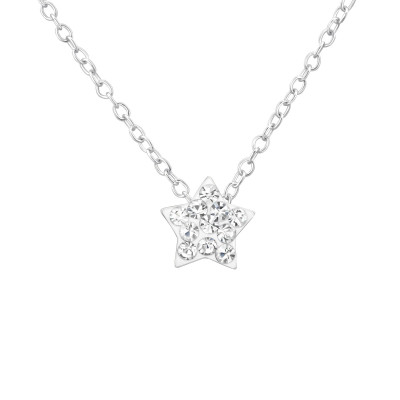 Silver Star Necklace with Crystal