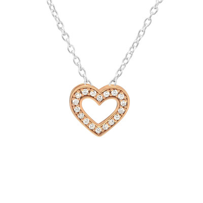 Silver Heart Necklace with Cubic Zirconia