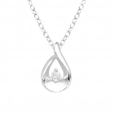 Silver Teardrop Necklace with Cubic Zirconia