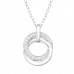 Silver Double Rings Necklace with Cubic Zirconia