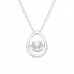 Silver Pear Necklace with Cubic Zirconia