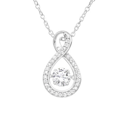 Silver Pear Necklace with Cubic Zirconia