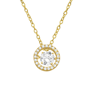 Silver Circle Necklace with Cubic Zirconia