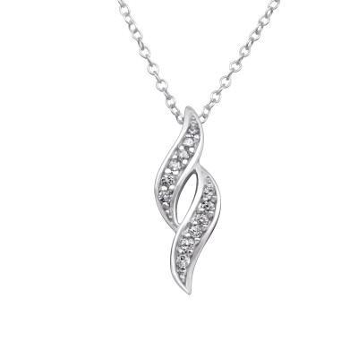 Silver Swirl Necklace with Cubic Zirconia