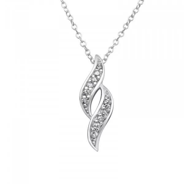 Regal Silver Swirl Necklace with Cubic Zirconia
