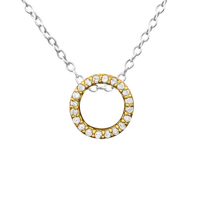 Silver Round Necklace with Cubic Zirconia