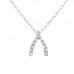 Silver Wishbone Necklace with Cubic Zirconia