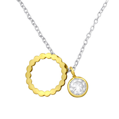 Silver Circle Necklace with Cubic Zirconia