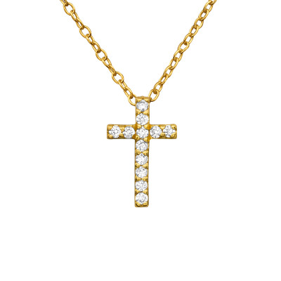 Cross Sterling Silver Necklace with Cubic Zirconia