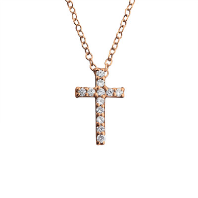 Cross Sterling Silver Necklace with Cubic Zirconia