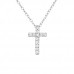 Silver Crystal Cross Necklace with Cubic Zirconia