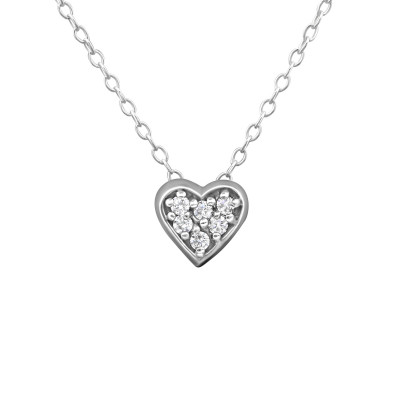 Heart Sterling Silver Necklace with Cubic Zirconia