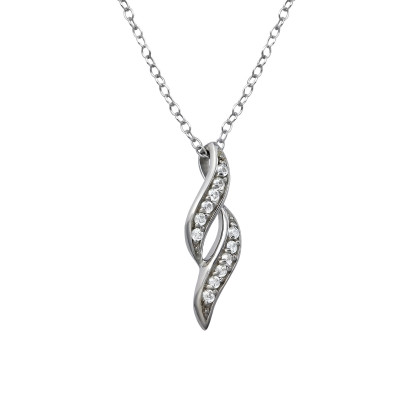 Spiral Sterling Silver Necklace with Cubic Zirconia