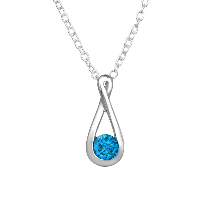 Teardrop Sterling Silver Necklace with Cubic Zirconia