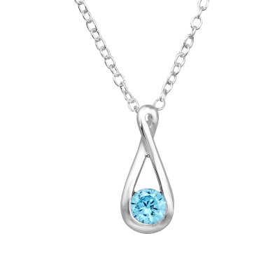 Silver Drop Necklace with Cubic Zirconia