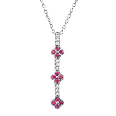 Flower Sterling Silver Necklace with Cubic Zirconia