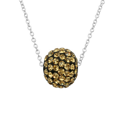 Silver Ball Necklace with Crystal