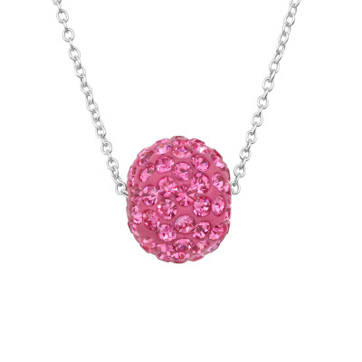 Silver Ball Necklace with Crystal