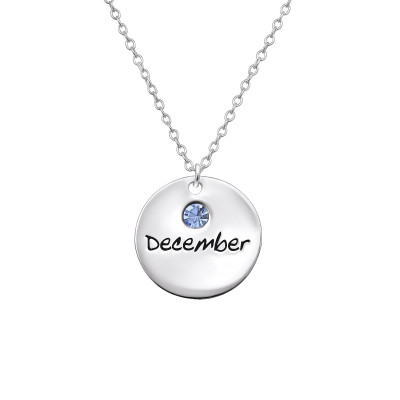 December Birthstone Silver Necklace with Crystal