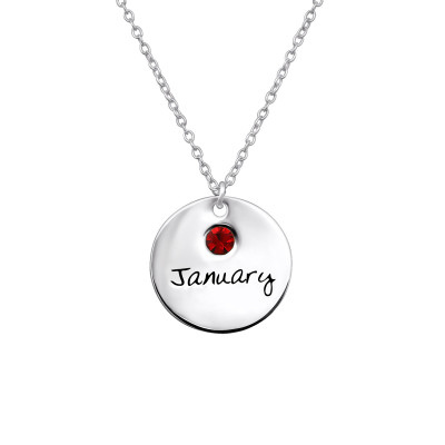 January Birthstone Silver Necklace with Crystal