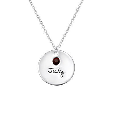 July Birthstone Silver Necklace with Crystal