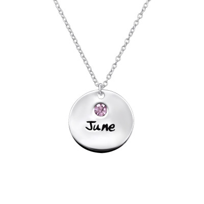 June Birthstone Silver Necklace with Crystal