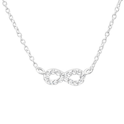 Silver Infinity Necklace with Crystal