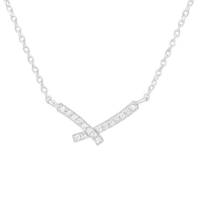 Silver Cross Necklace with Cubic Zirconia