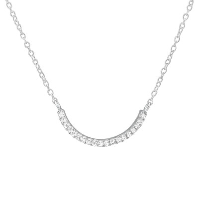 Silver Curve Necklace with Cubic Zirconia