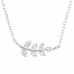 Silver Leaves Necklace with Cubic Zirconia