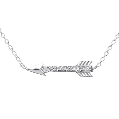 Arrow Sterling Silver Necklace with Cubic Zirconia