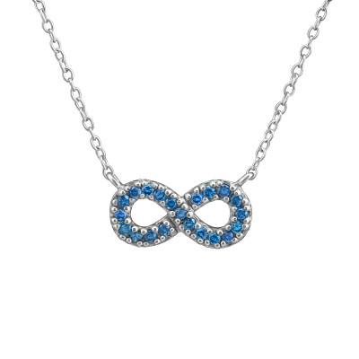 Silver Infinity Inline Necklace with Cubic Zirconia