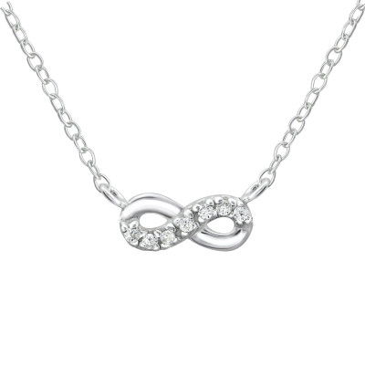 Silver Infinity Inline Necklace with Cubic Zirconia