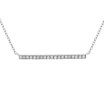 Bar Sterling Silver Necklace with Cubic Zirconia