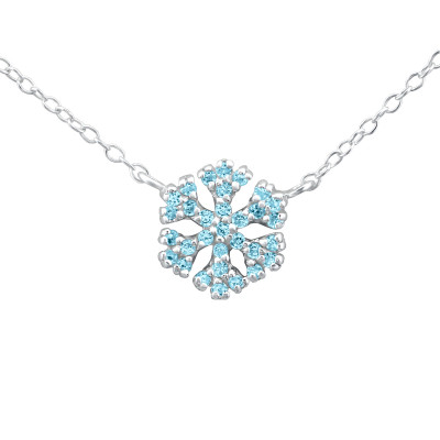 Silver Snowflake Necklace with Cubic Zirconia