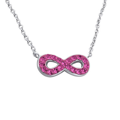 Silver Infinity Inline Necklace with Crystal